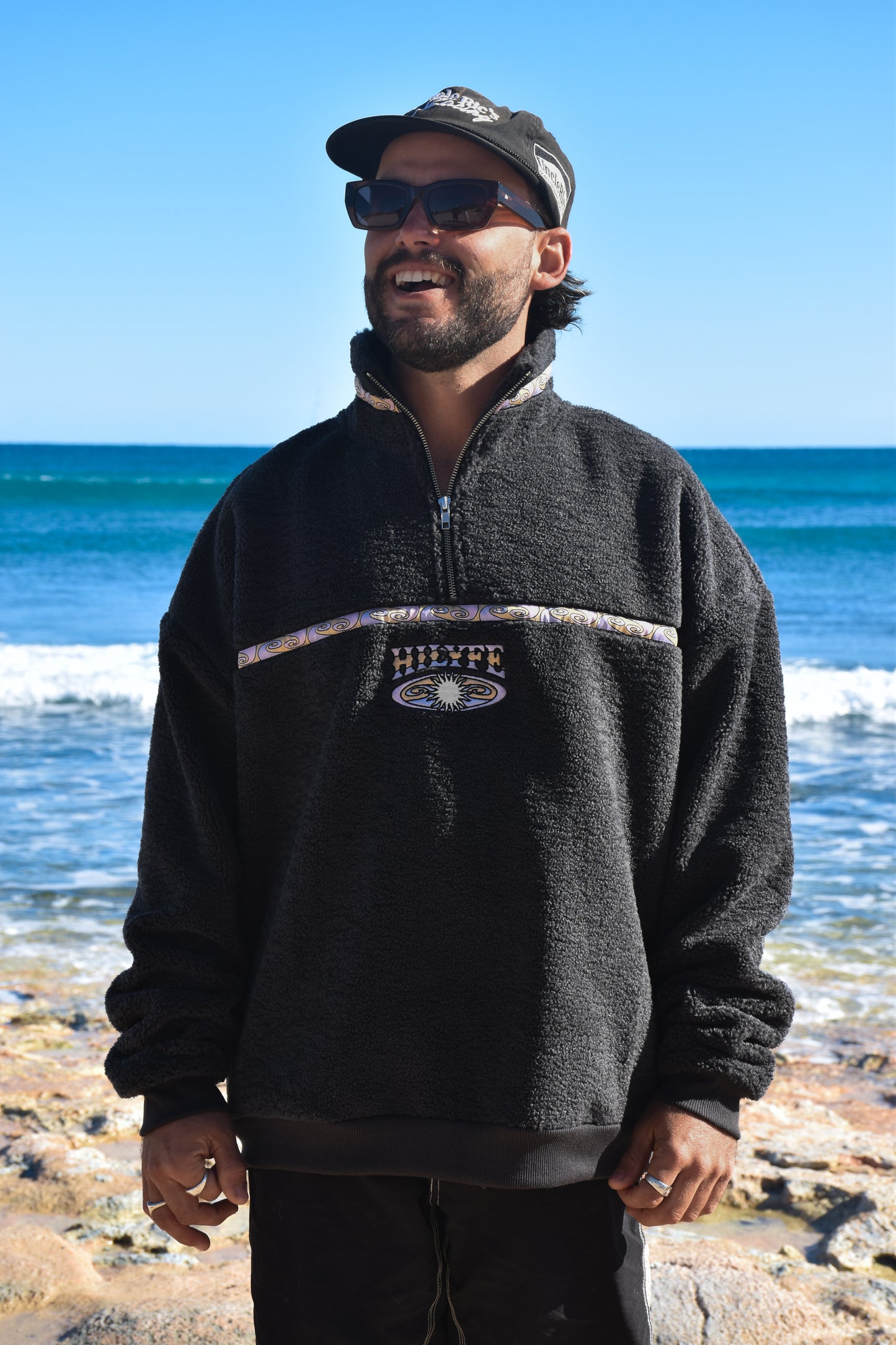 SUNDAZE QUARTER ZIP CHARCOAL