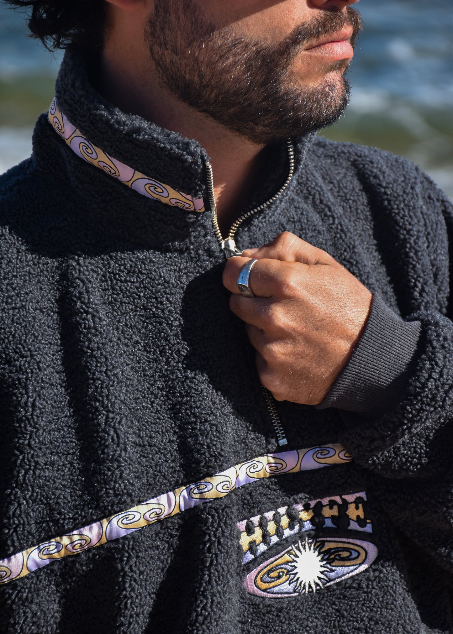 SUNDAZE QUARTER ZIP CHARCOAL